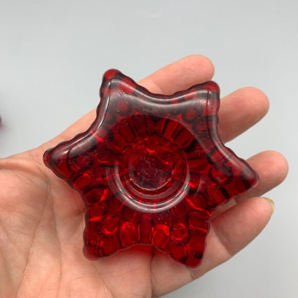 Colonial Candle set of 2 Red Glass Star Shaped Taper Holders - Picture 6 of 8